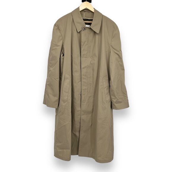 London Fog Lined Long Line Khaki Trench Coat Men's 44 Long - Picture 1 of 7